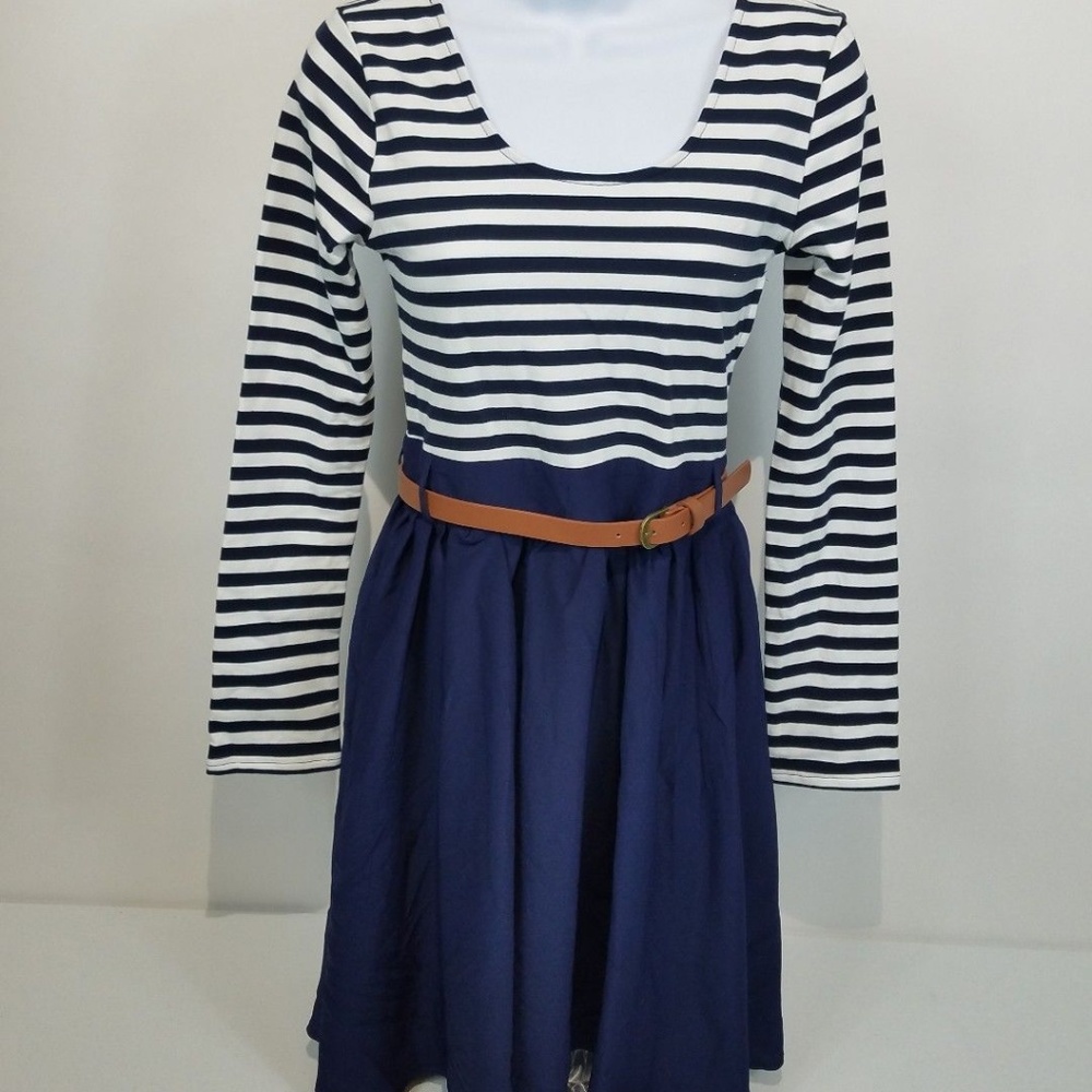 Modcloth Womens Dress Size Small Navy Blue White